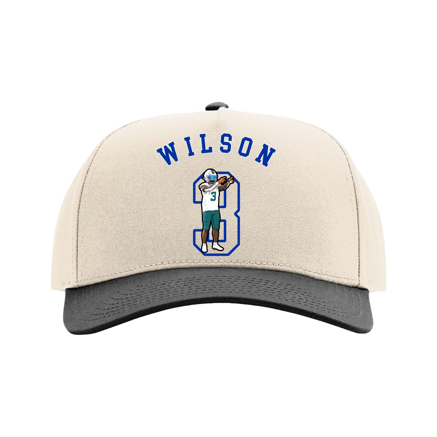 Full Fabric Five-Panel Champ Cap — Shirsey Arch in Cream/Black