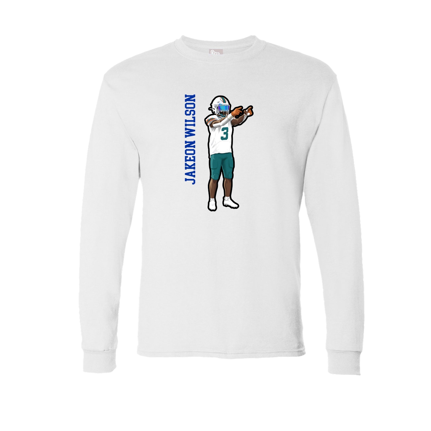 Long Sleeve Tee — Name Vertical in White