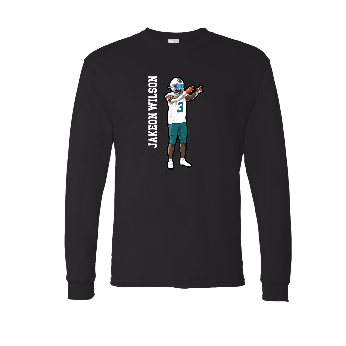 Long Sleeve Tee — Name Vertical in Black