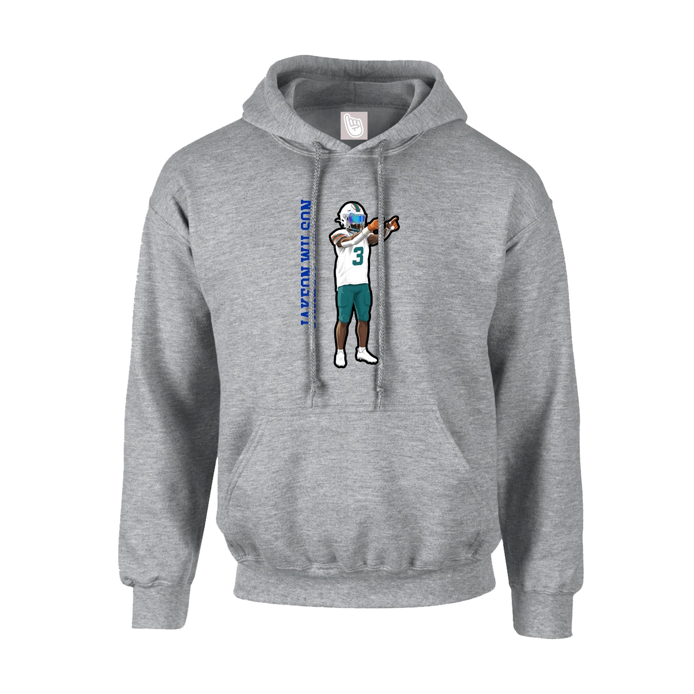 Youth Hoodie — Name Vertical in Grey