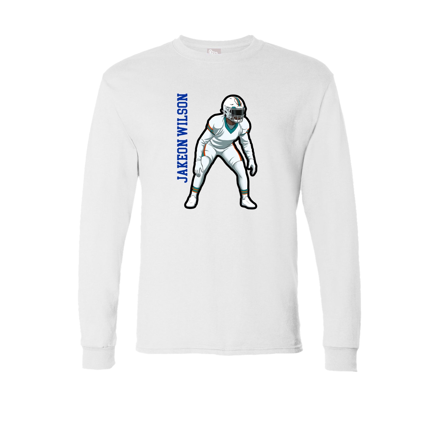 Long Sleeve Tee — Name Vertical in White
