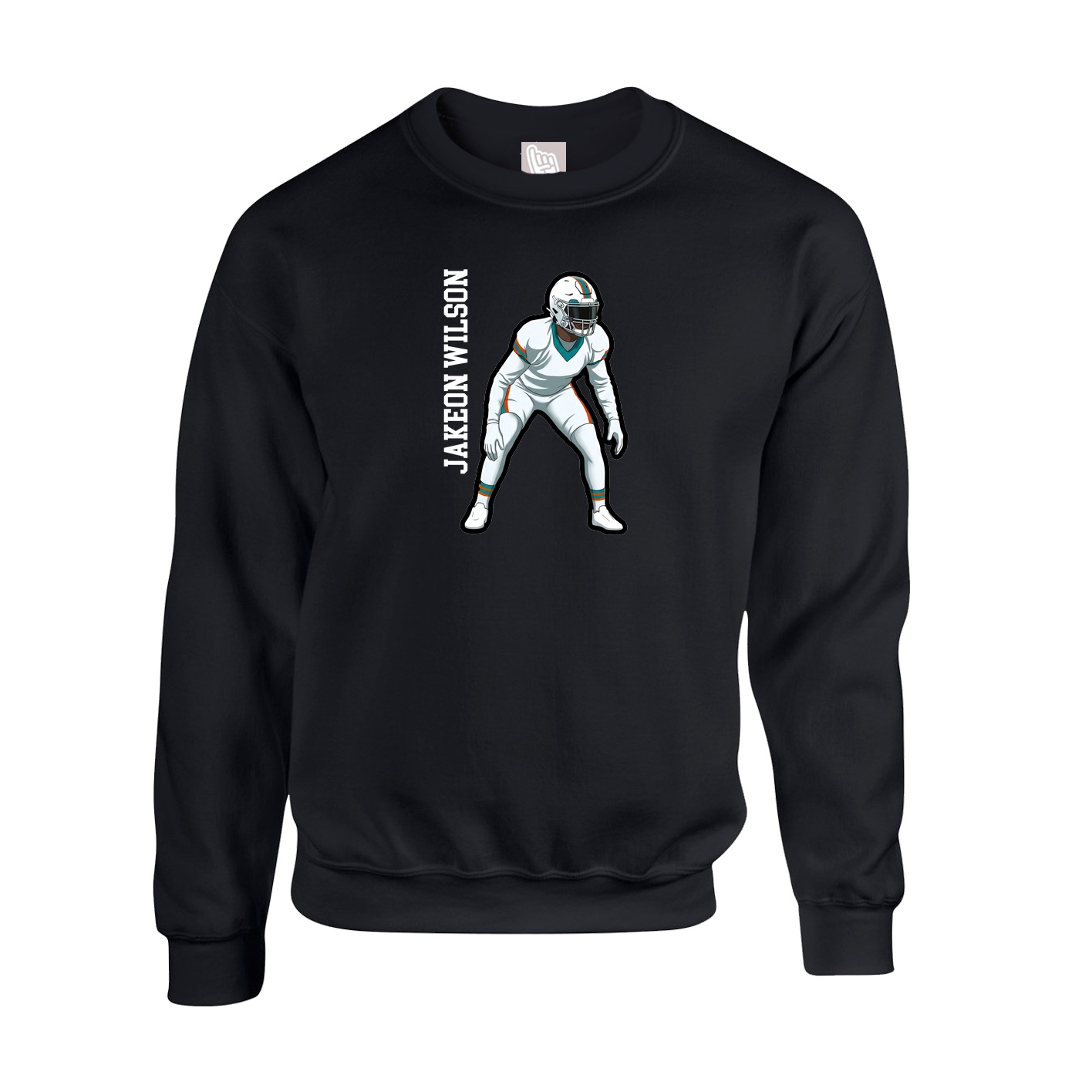Fleece Crew — Name Vertical in Black