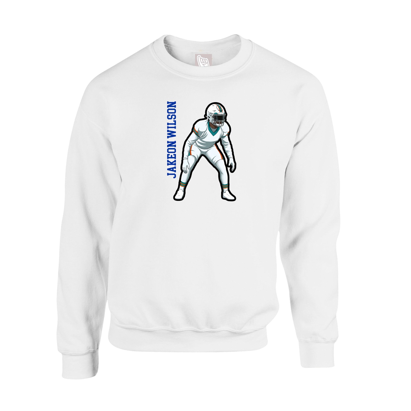 Fleece Crew — Name Vertical in White
