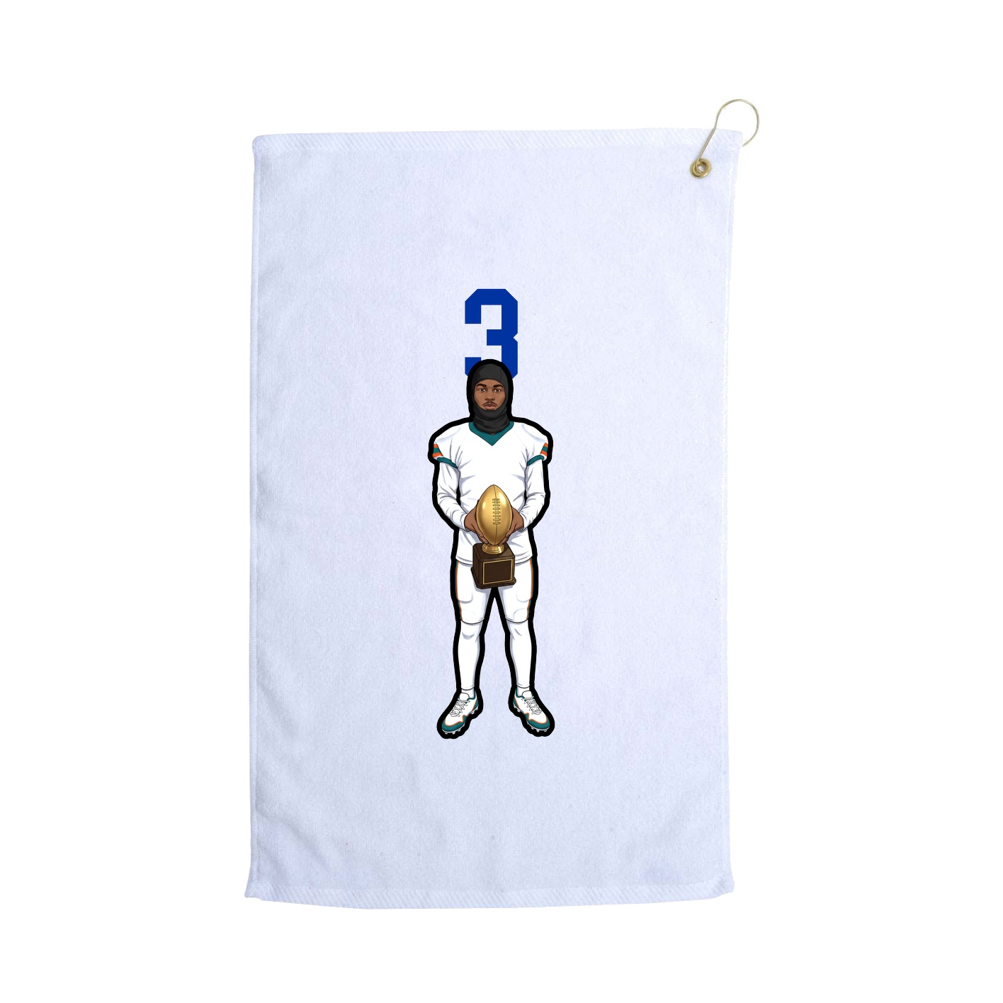 Golf Towel — Number Top in White