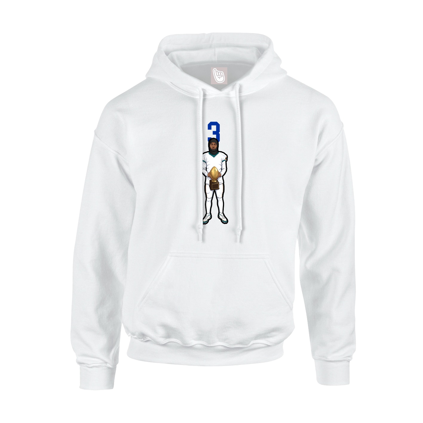 Youth Hoodie — Number Top in White
