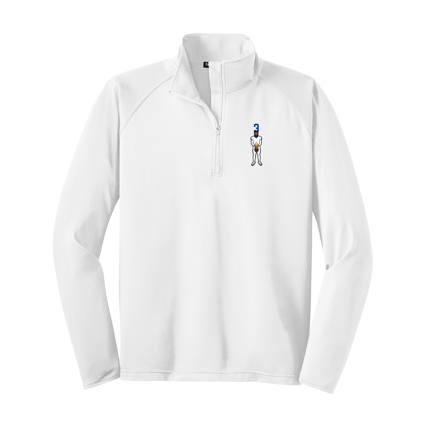 Q-Zip Pullover — Number Top in White
