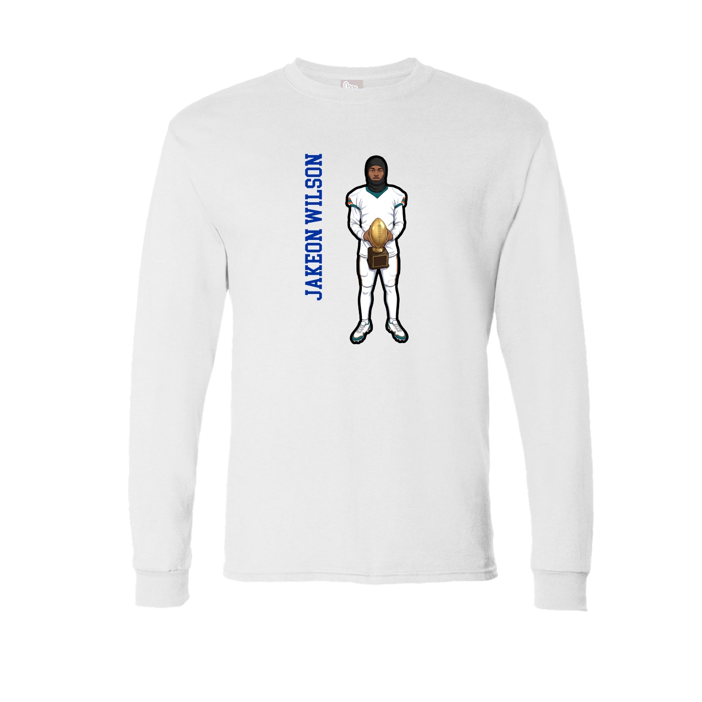 Long Sleeve Tee — Name Vertical in White