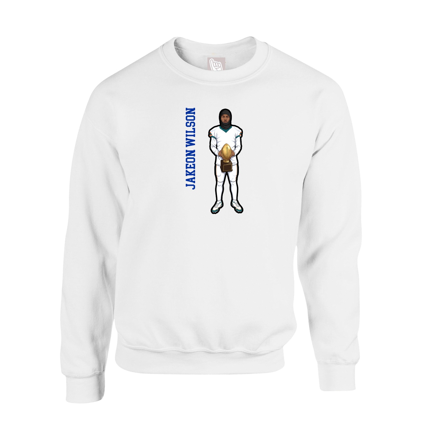 Fleece Crew — Name Vertical in White