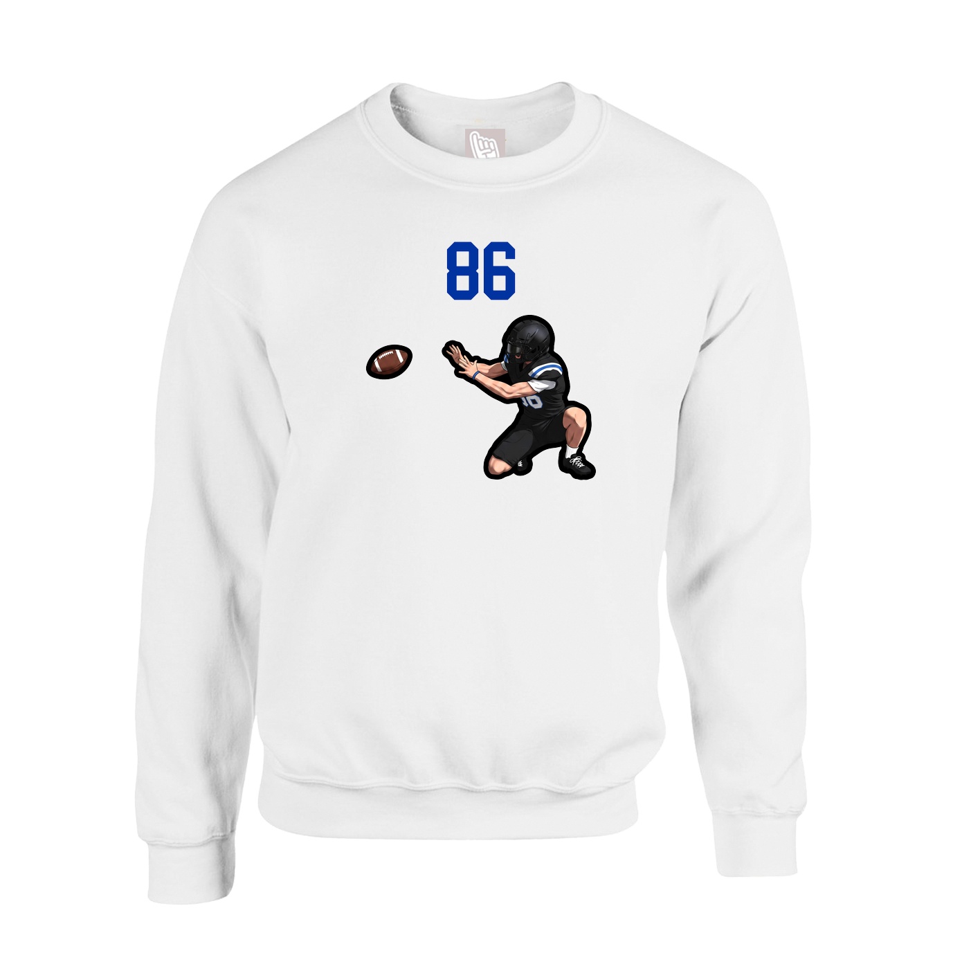 Fleece Crew — Number Top in White