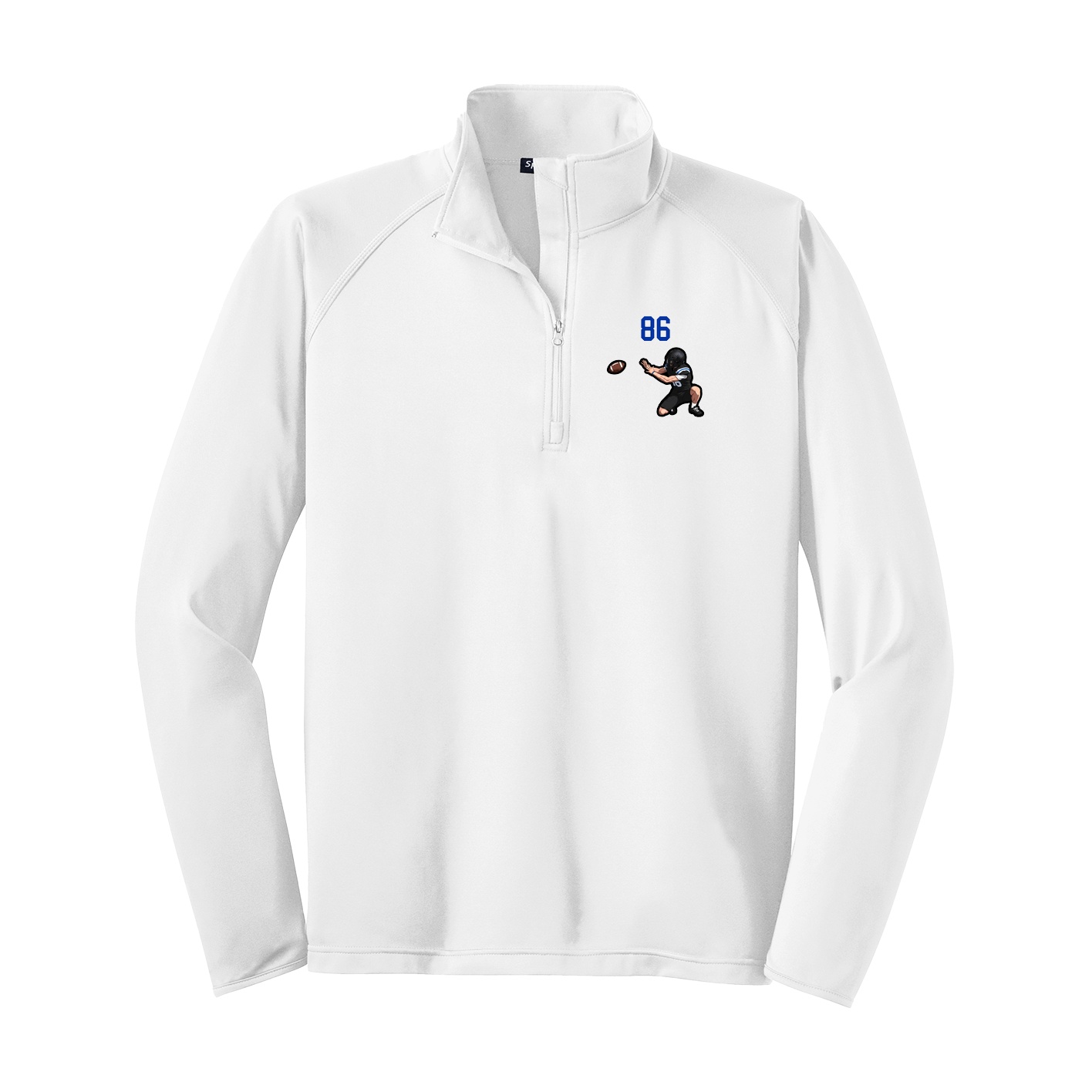 Q-Zip Pullover — Number Top in White