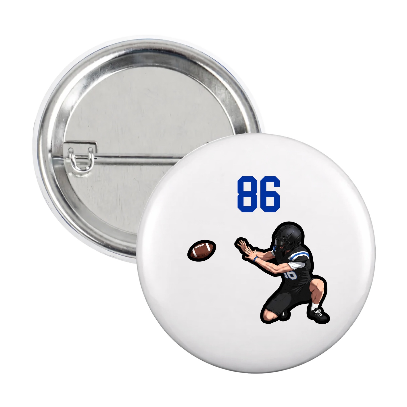 Game Day Button — Number Top in White