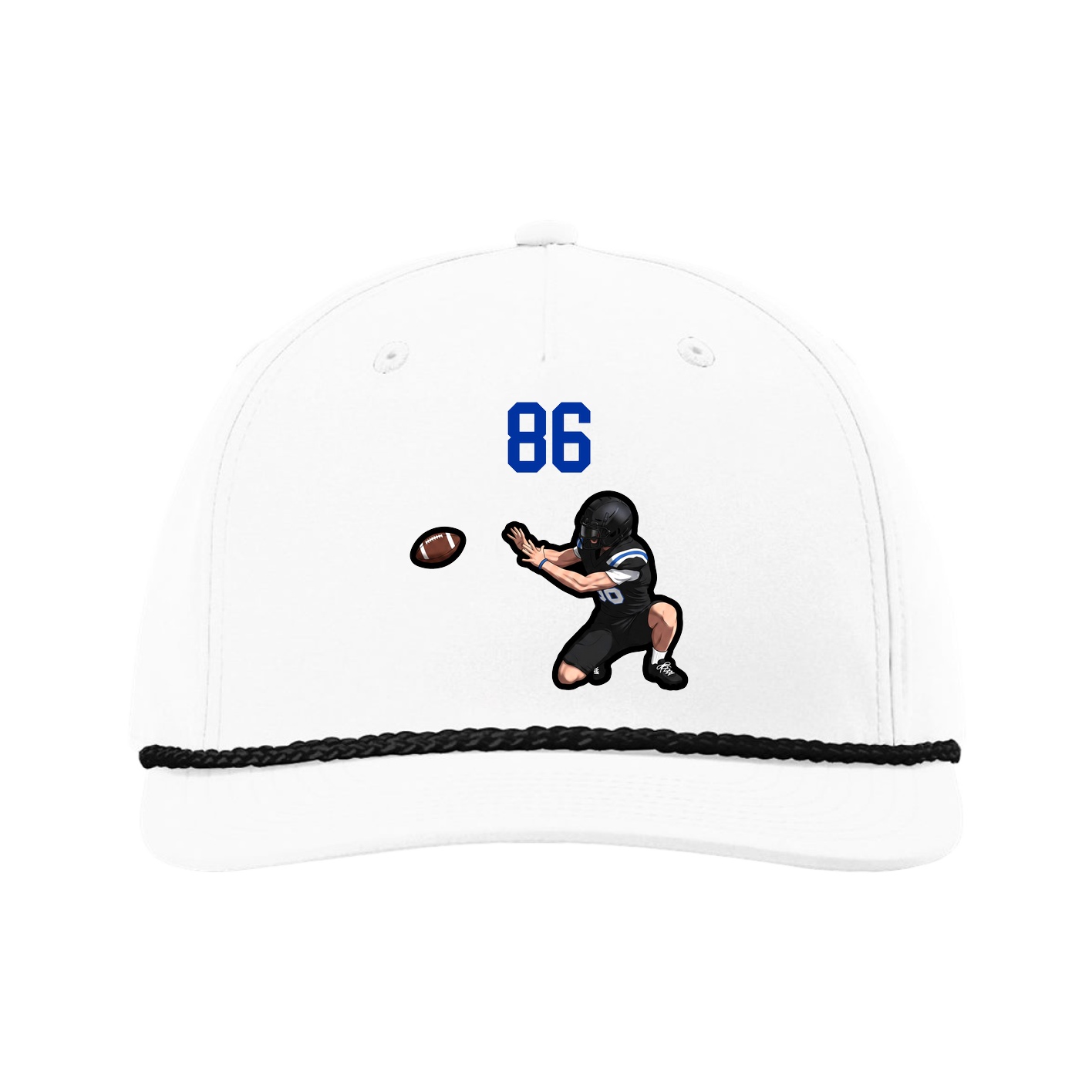 Five-Panel Classic Rope Cap — Number Top in White