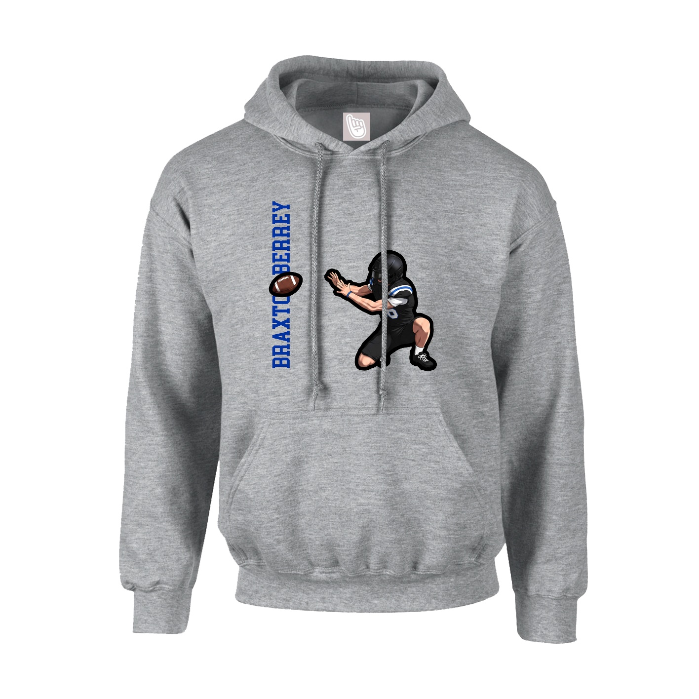 Youth Hoodie — Name Vertical in Grey
