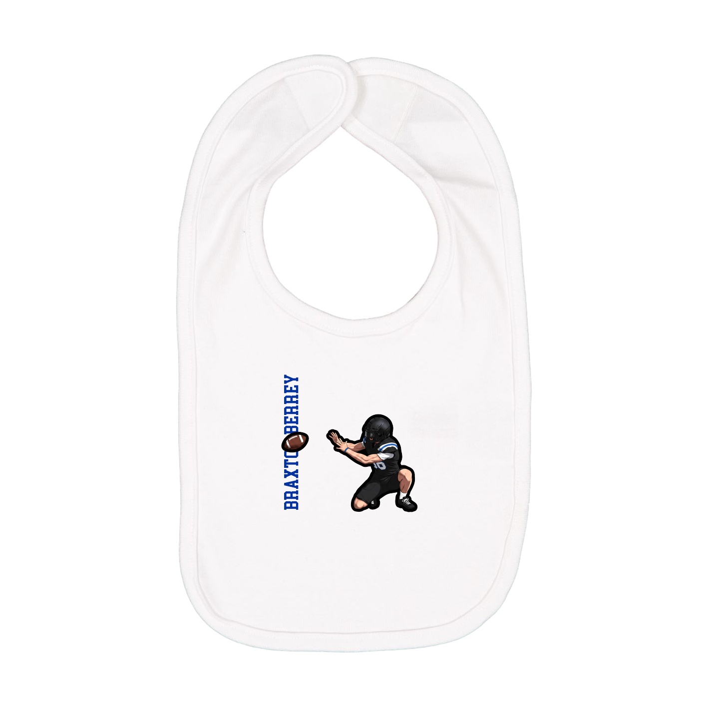 Infant Bib — Name Vertical in White