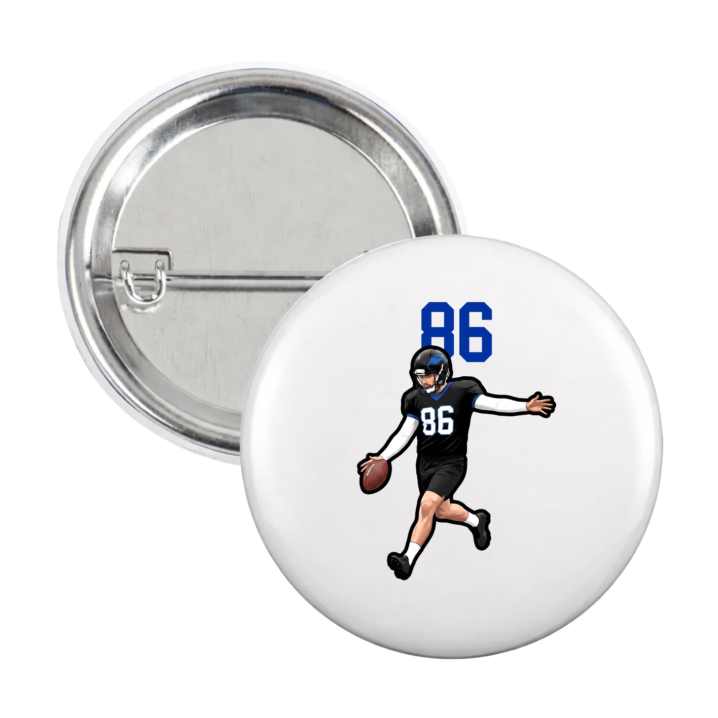Game Day Button — Number Top in White