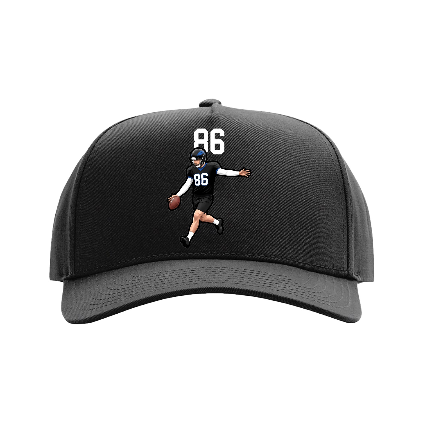 Full Fabric Five-Panel Champ Cap — Number Top in Black