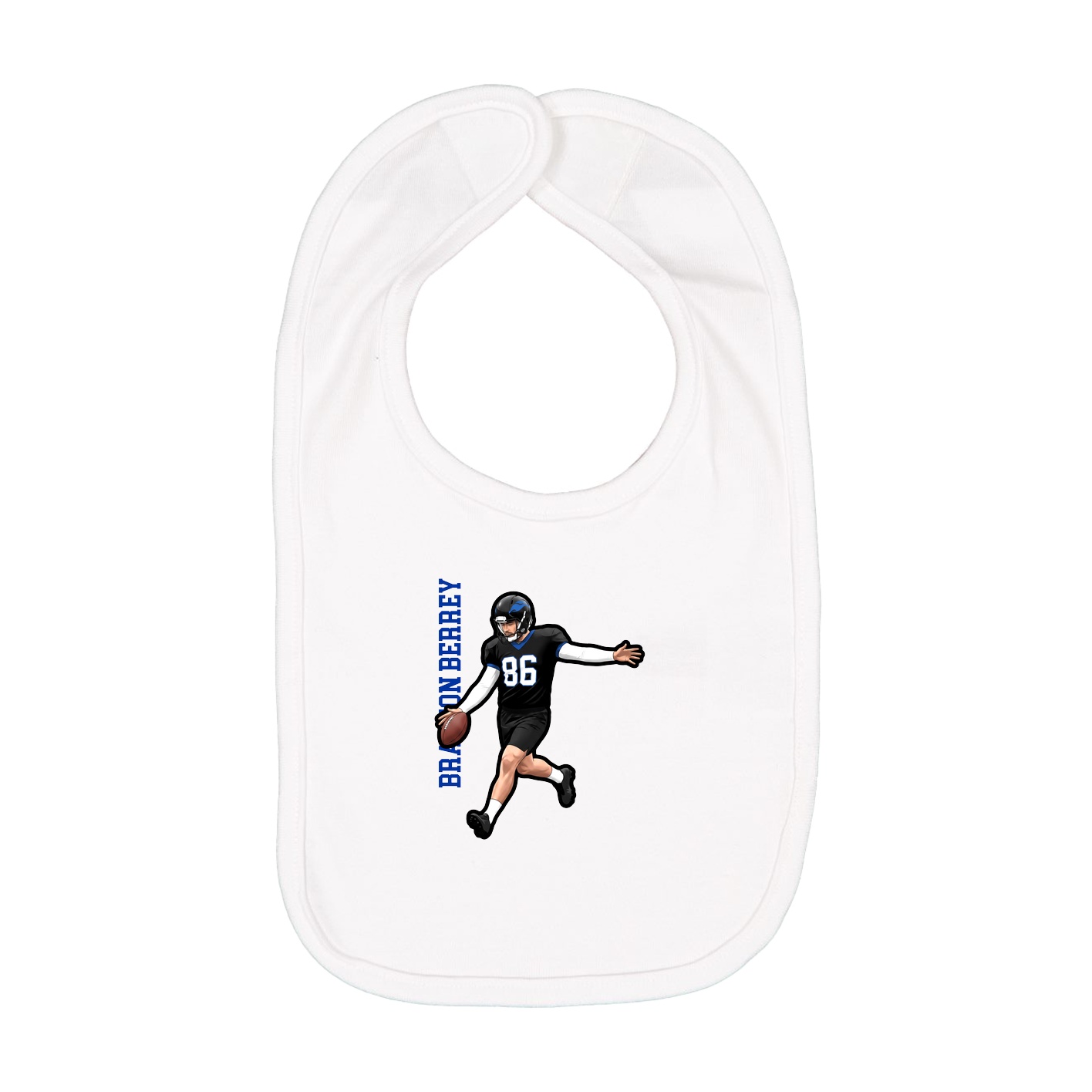 Infant Bib — Name Vertical in White