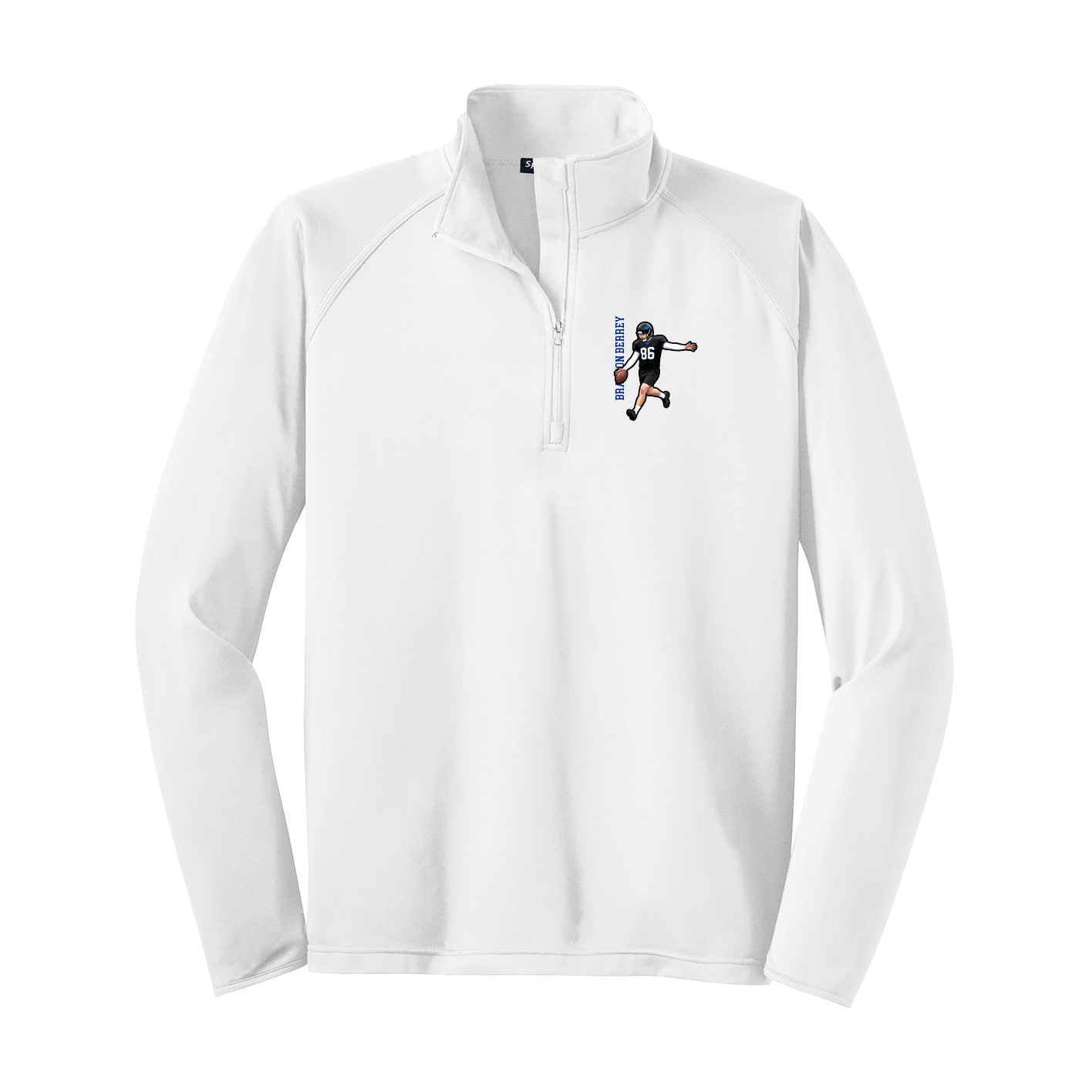 Q-Zip Pullover — Name Vertical in White