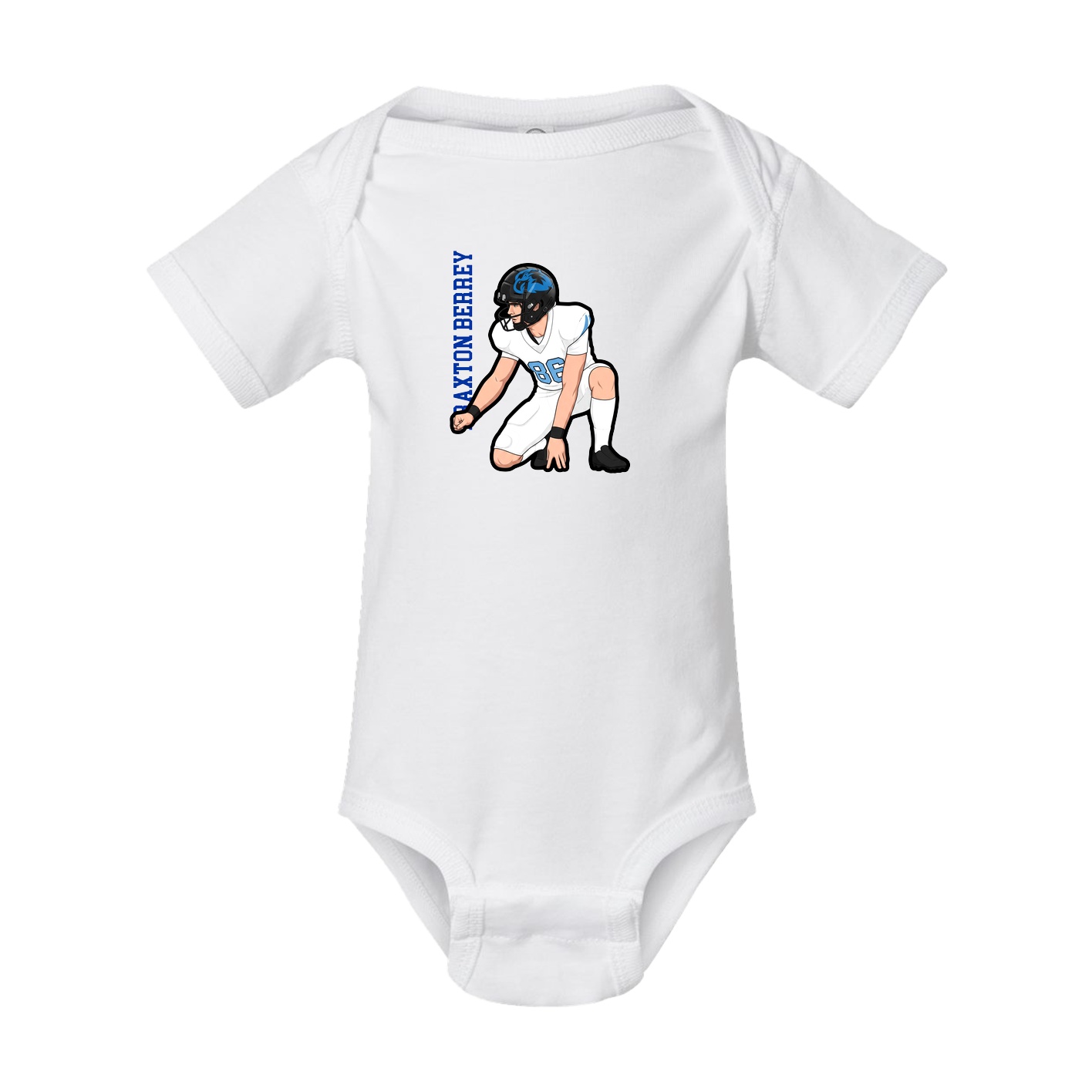 Baby Onesie — Name Vertical in White