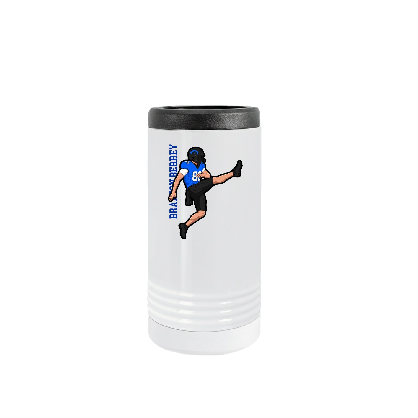 Slim Beverage Holder — Name Vertical in White