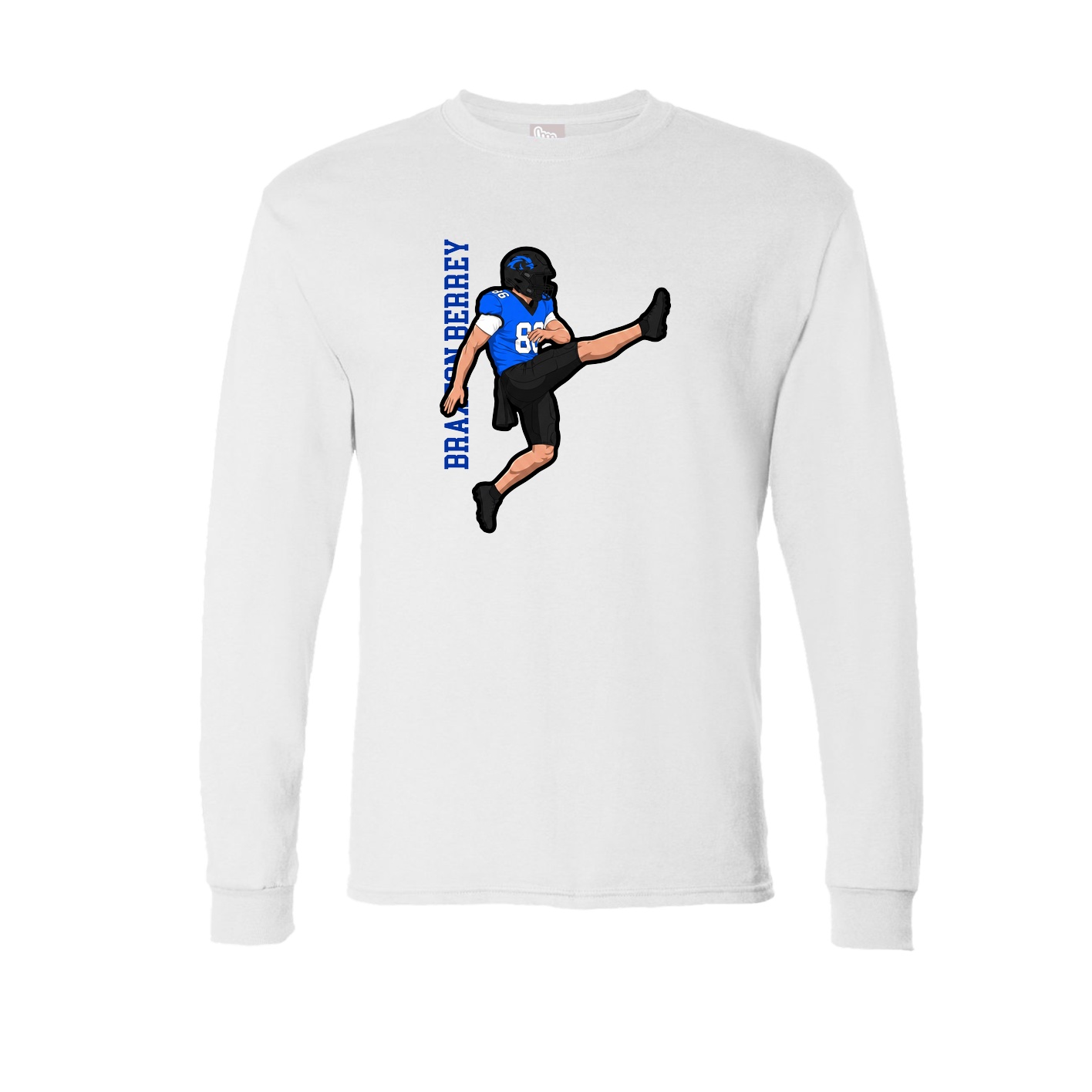 Long Sleeve Tee — Name Vertical in White