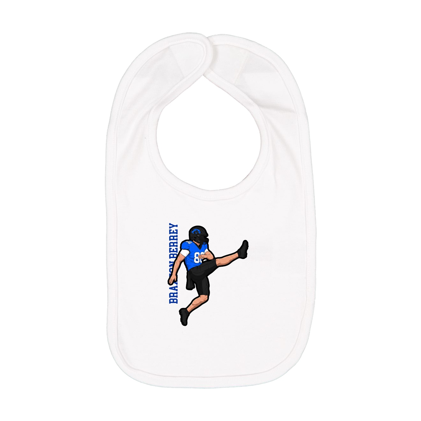 Infant Bib — Name Vertical in White