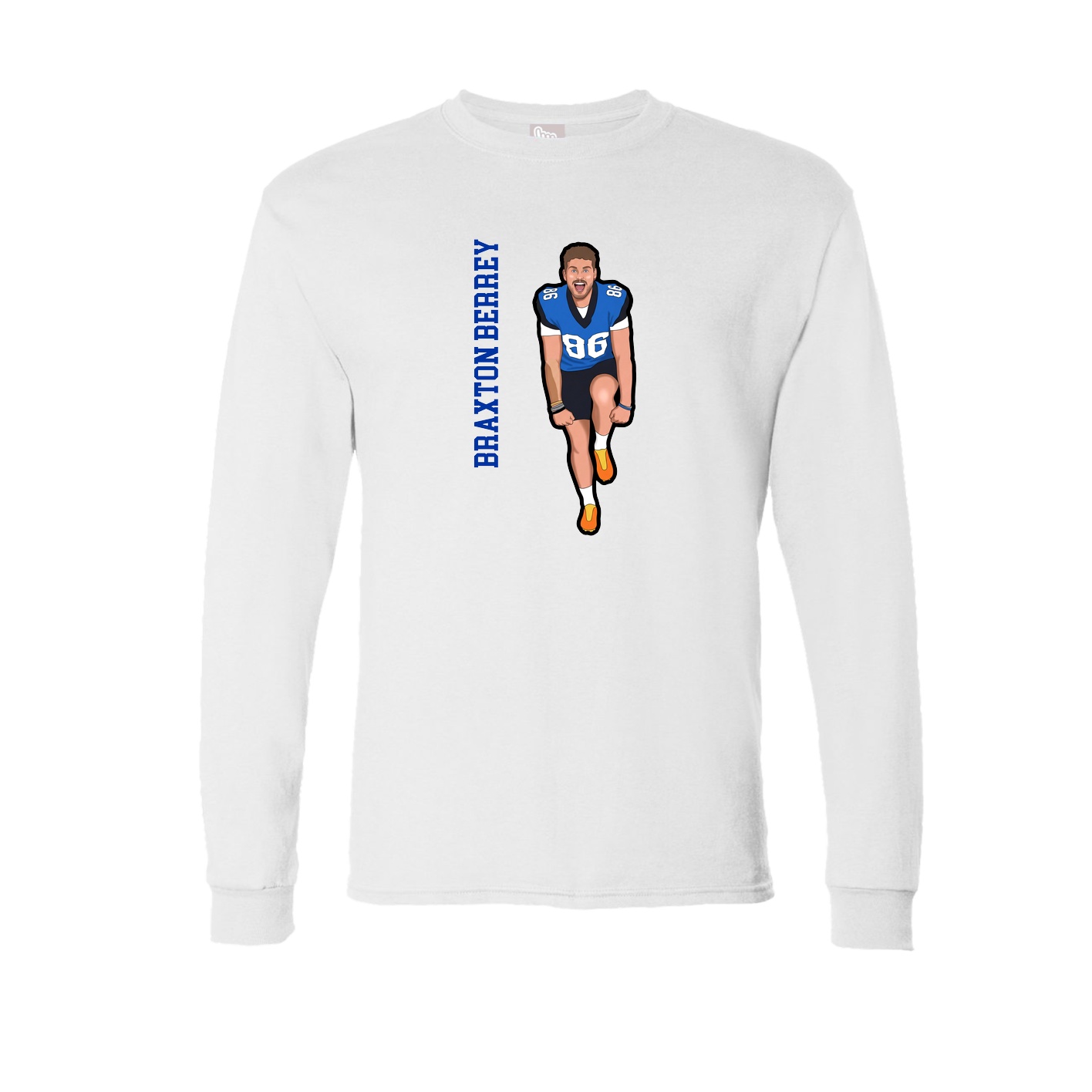 Long Sleeve Tee — Name Vertical in White