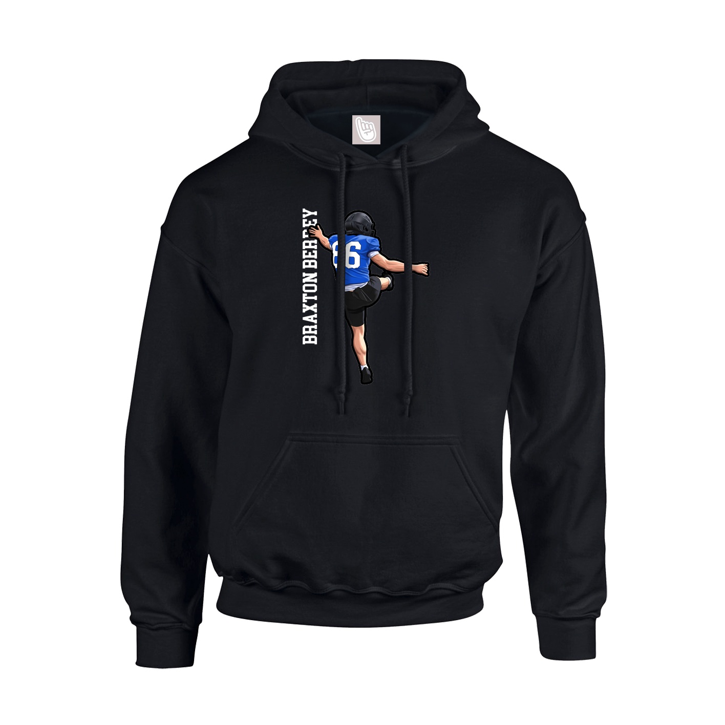 Youth Hoodie — Name Vertical in Black