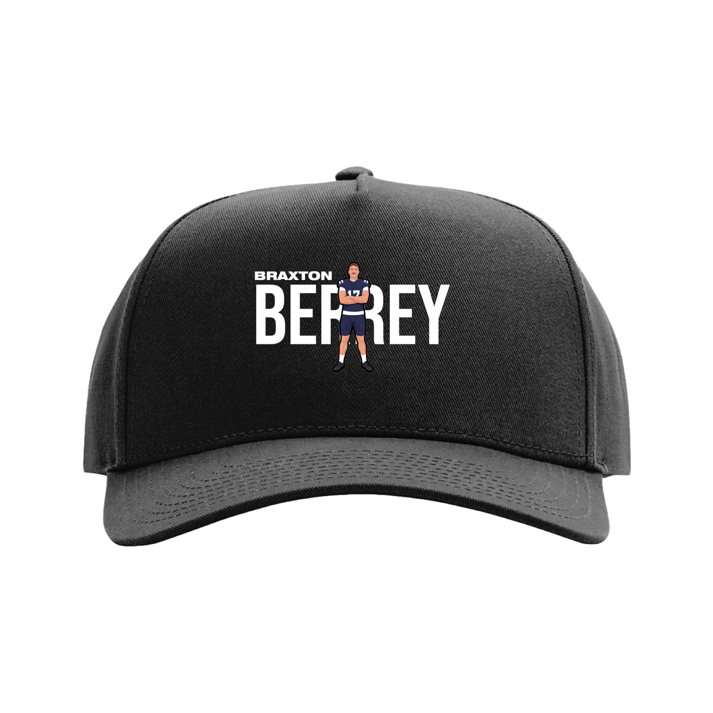 Full Fabric Five-Panel Champ Cap — Player Name in Black