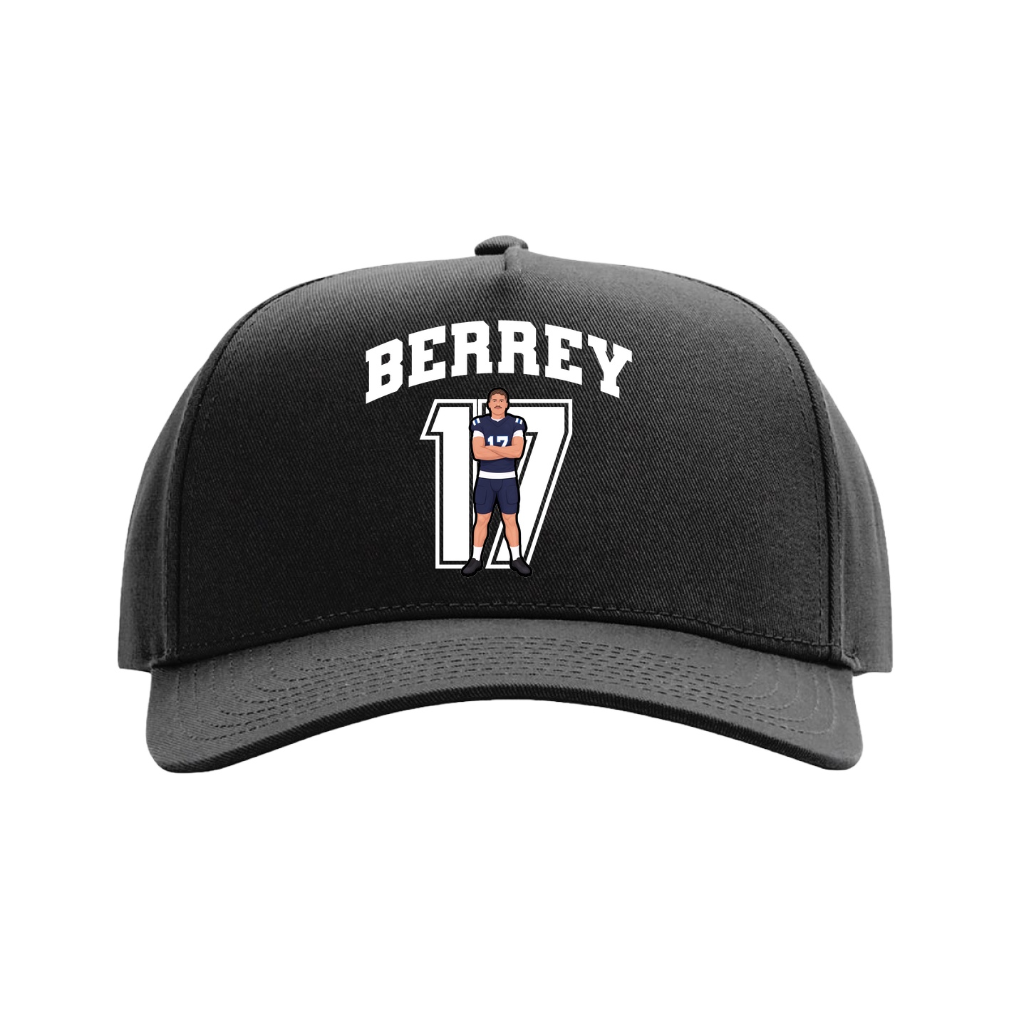Full Fabric Five-Panel Champ Cap — Number in Black