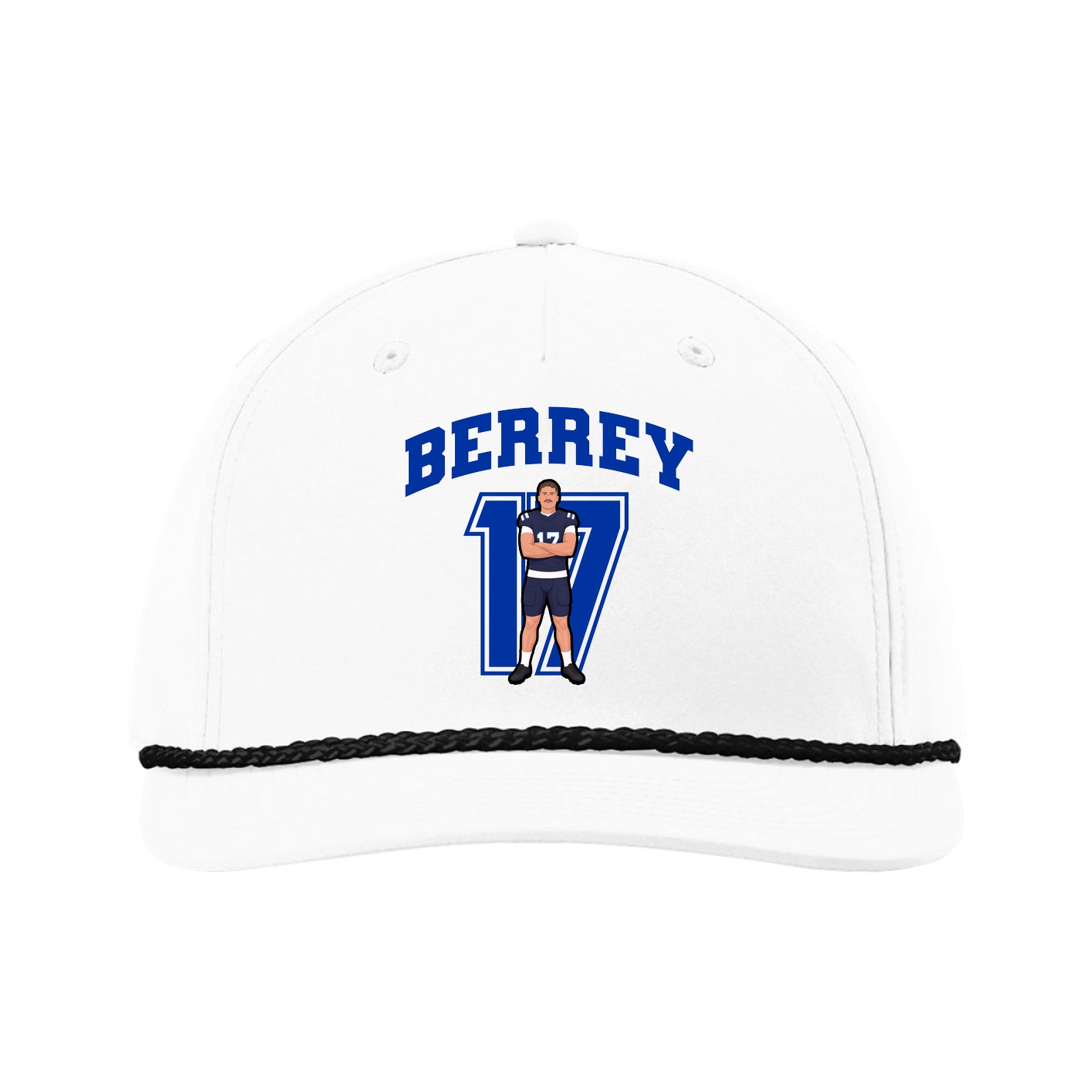 Five-Panel Classic Rope Cap — Number in White