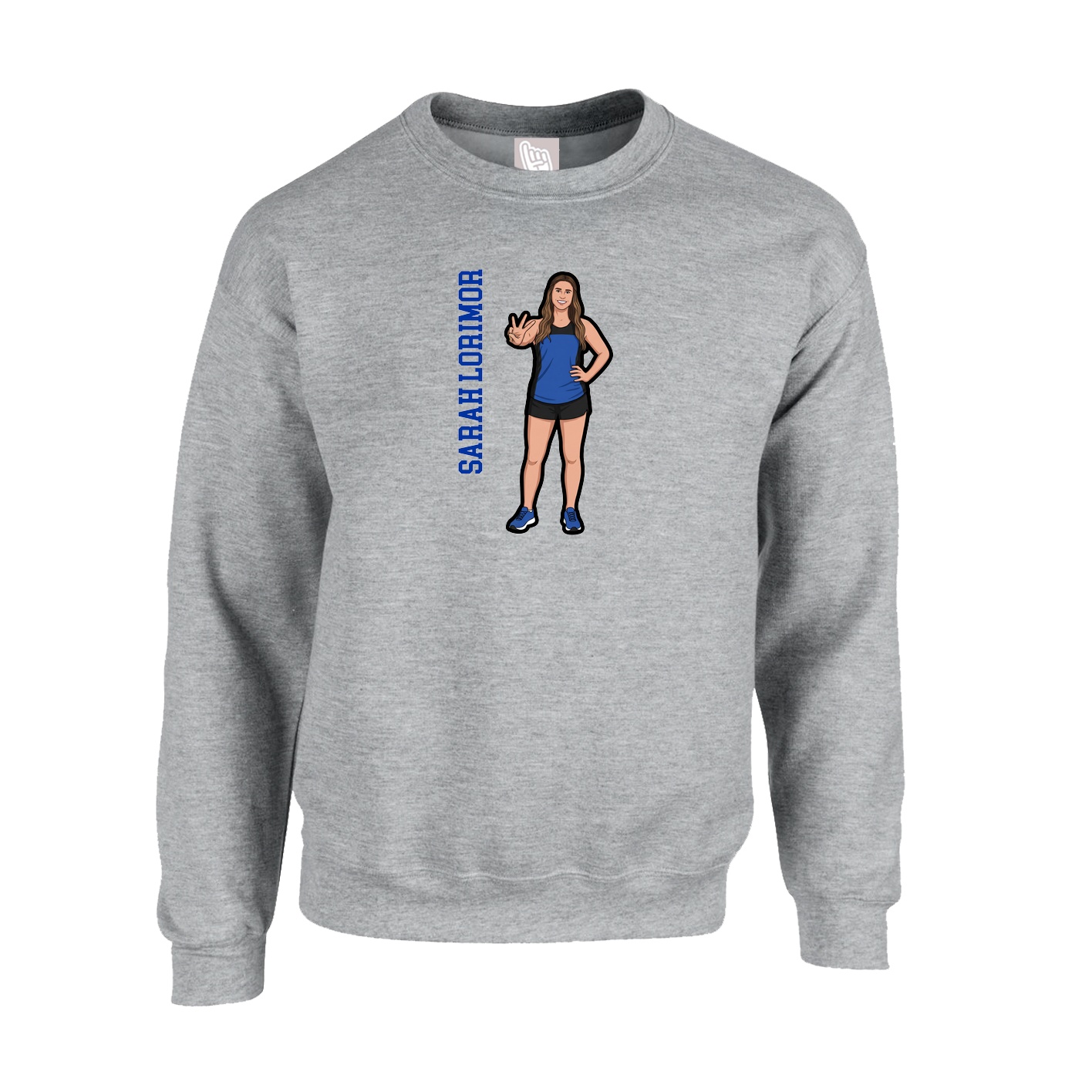 Fleece Crew — Name Vertical in Grey