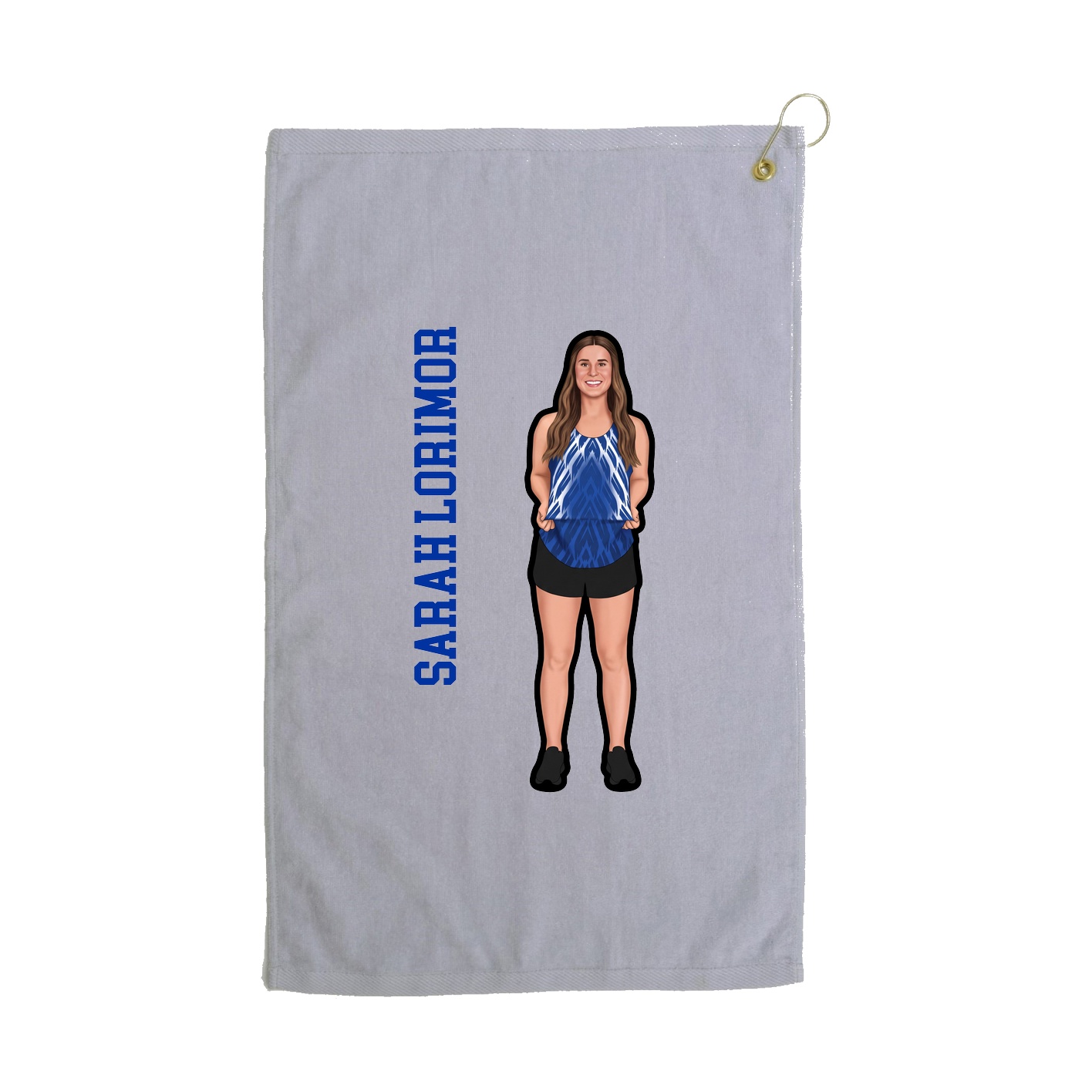 Golf Towel — Name Vertical in Grey