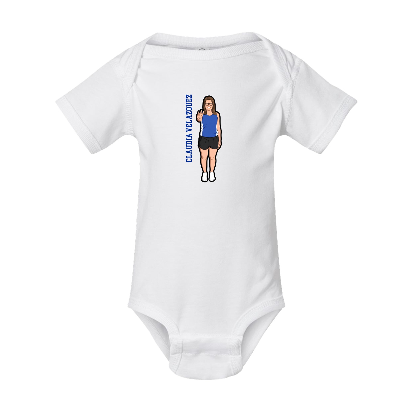 Baby Onesie — Name Vertical in White