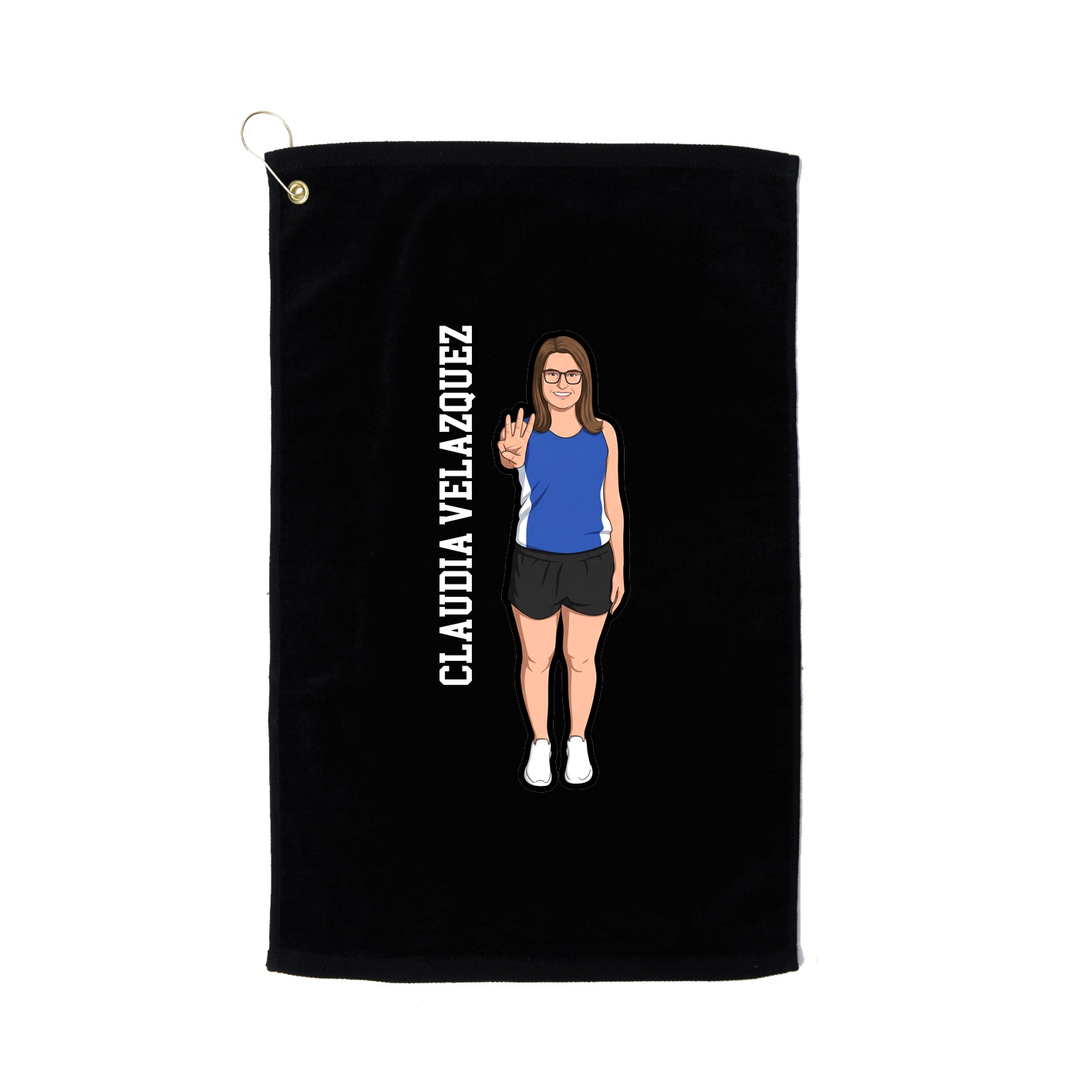 Golf Towel — Name Vertical in Black