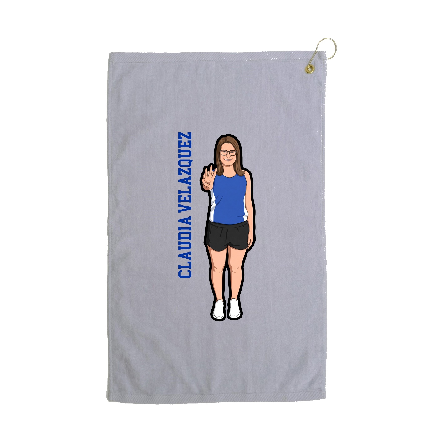Golf Towel — Name Vertical in Grey