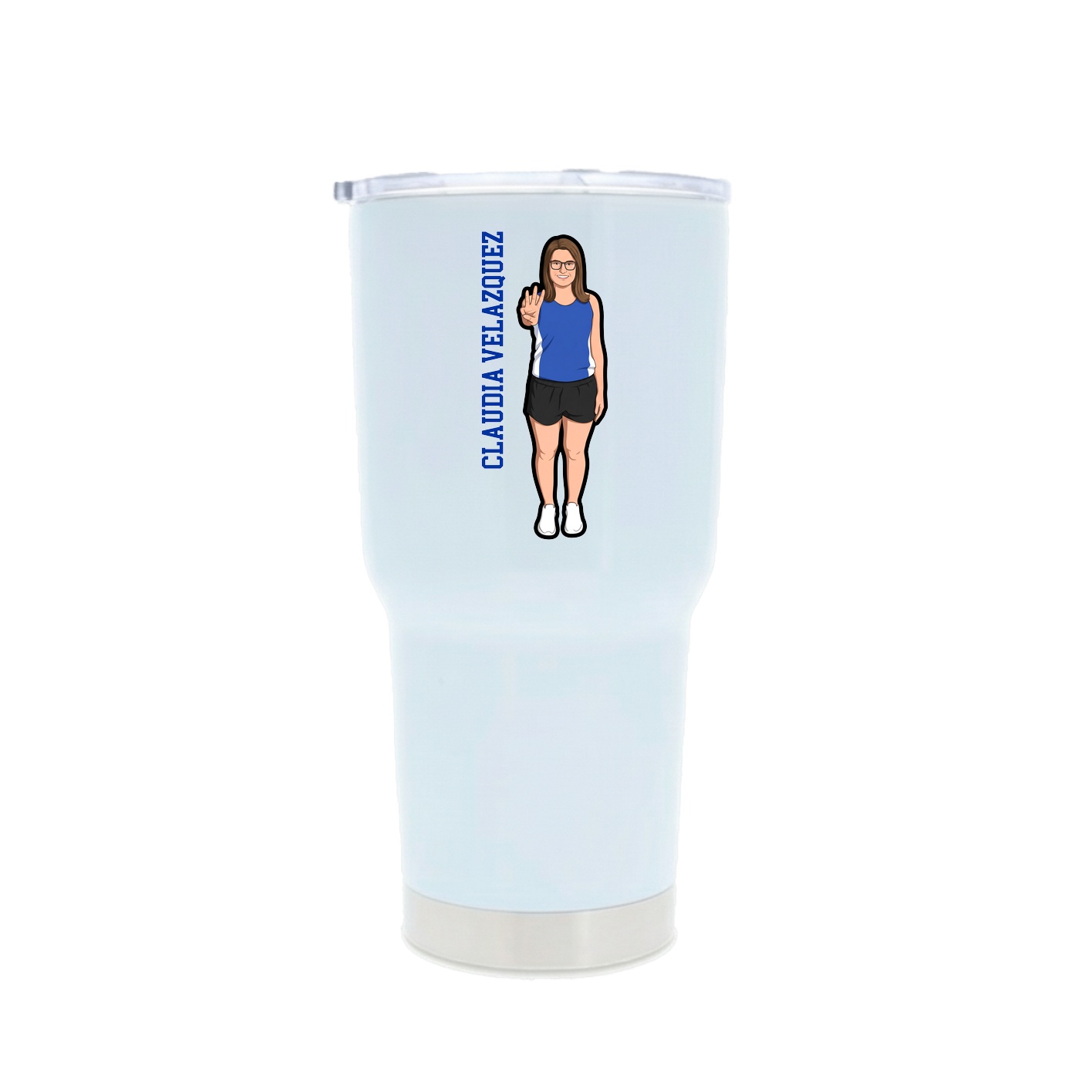 30oz Stainless Steel Tumbler — Name Vertical in White