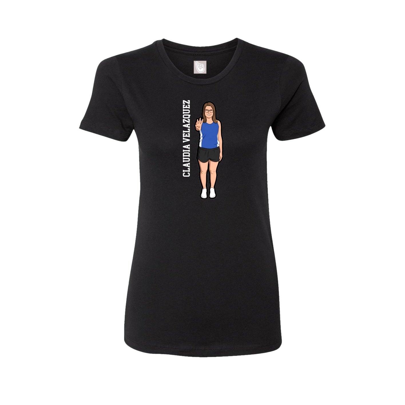 Fitted Women's Tee — Name Vertical in Black