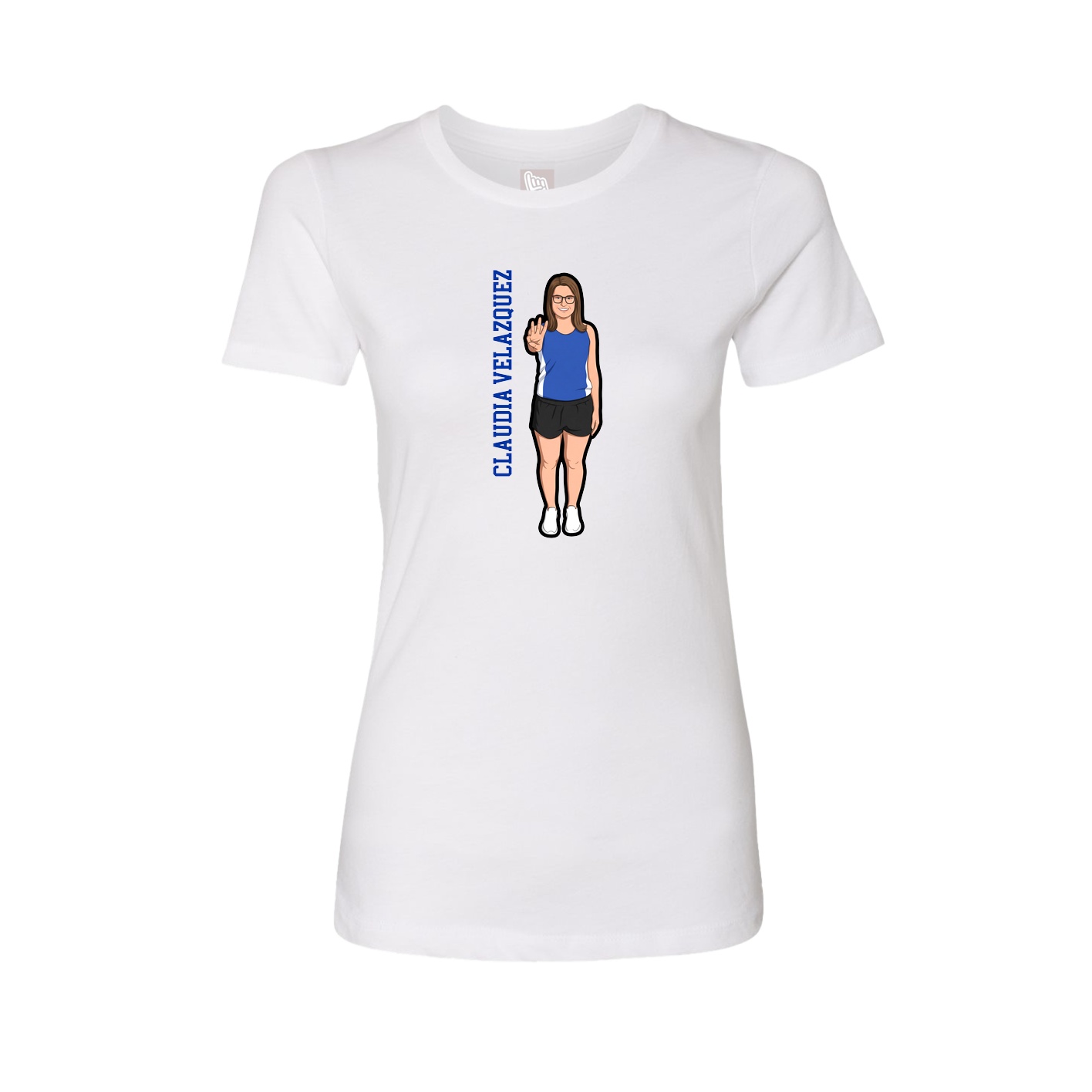 Womens Tee — Name Vertical in White