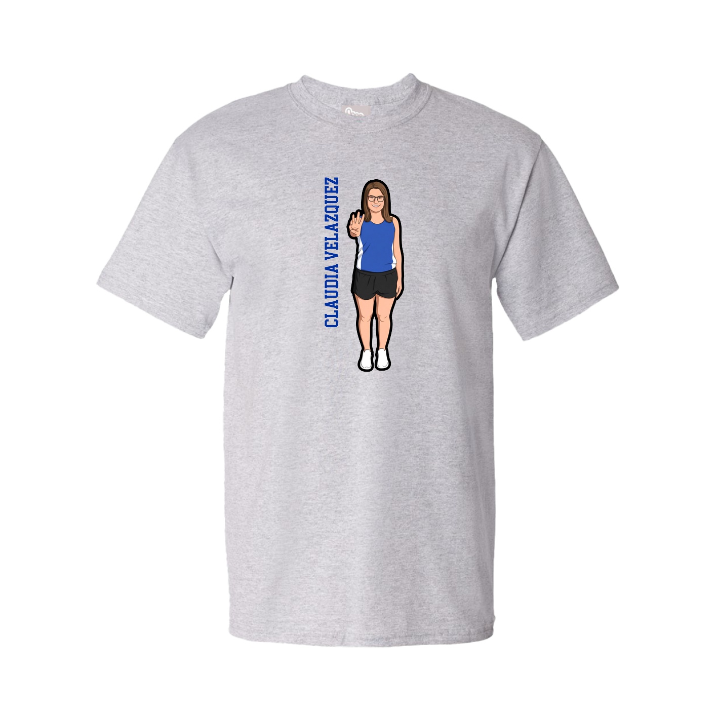 Youth Tee — Name Vertical in Grey