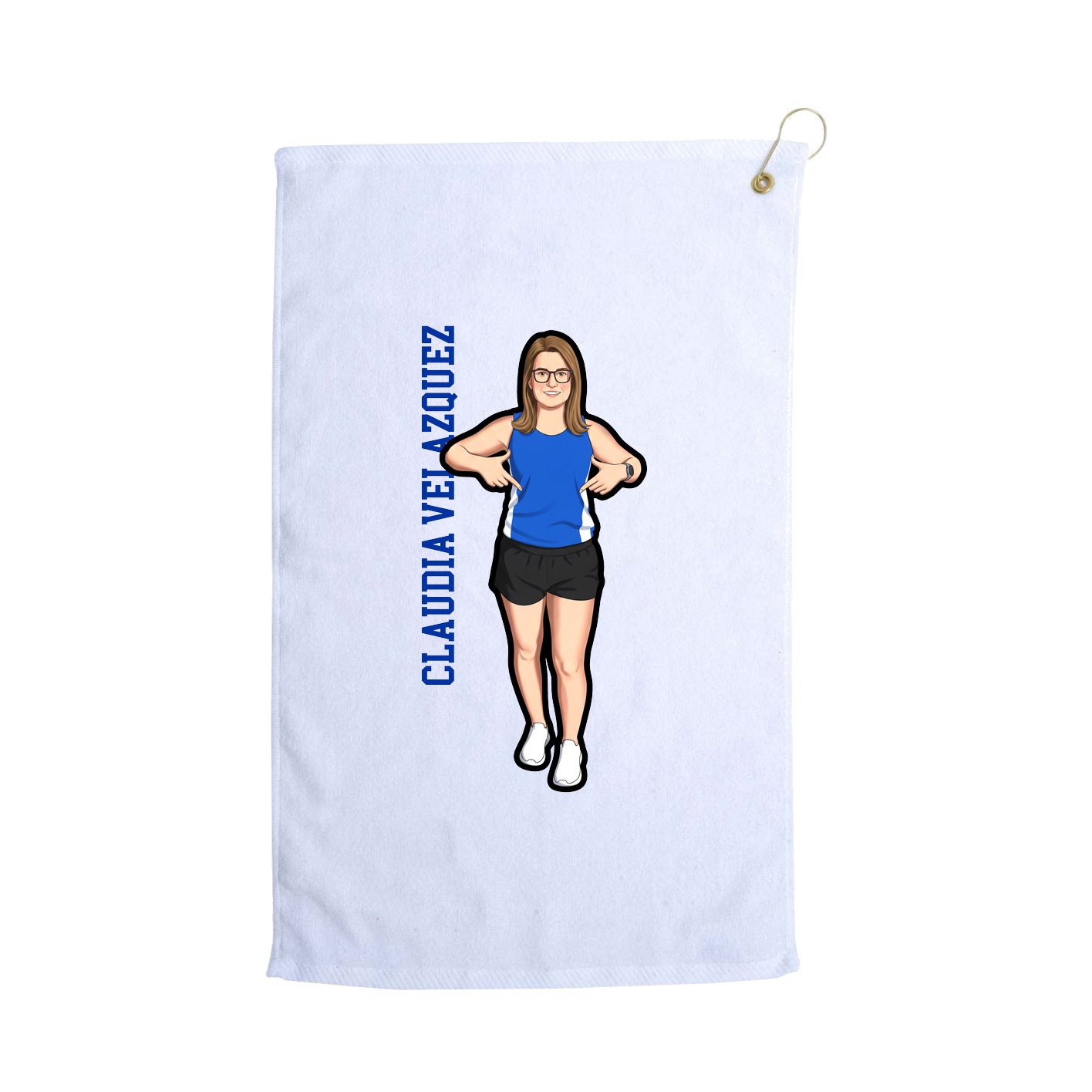 Golf Towel — Name Vertical in White