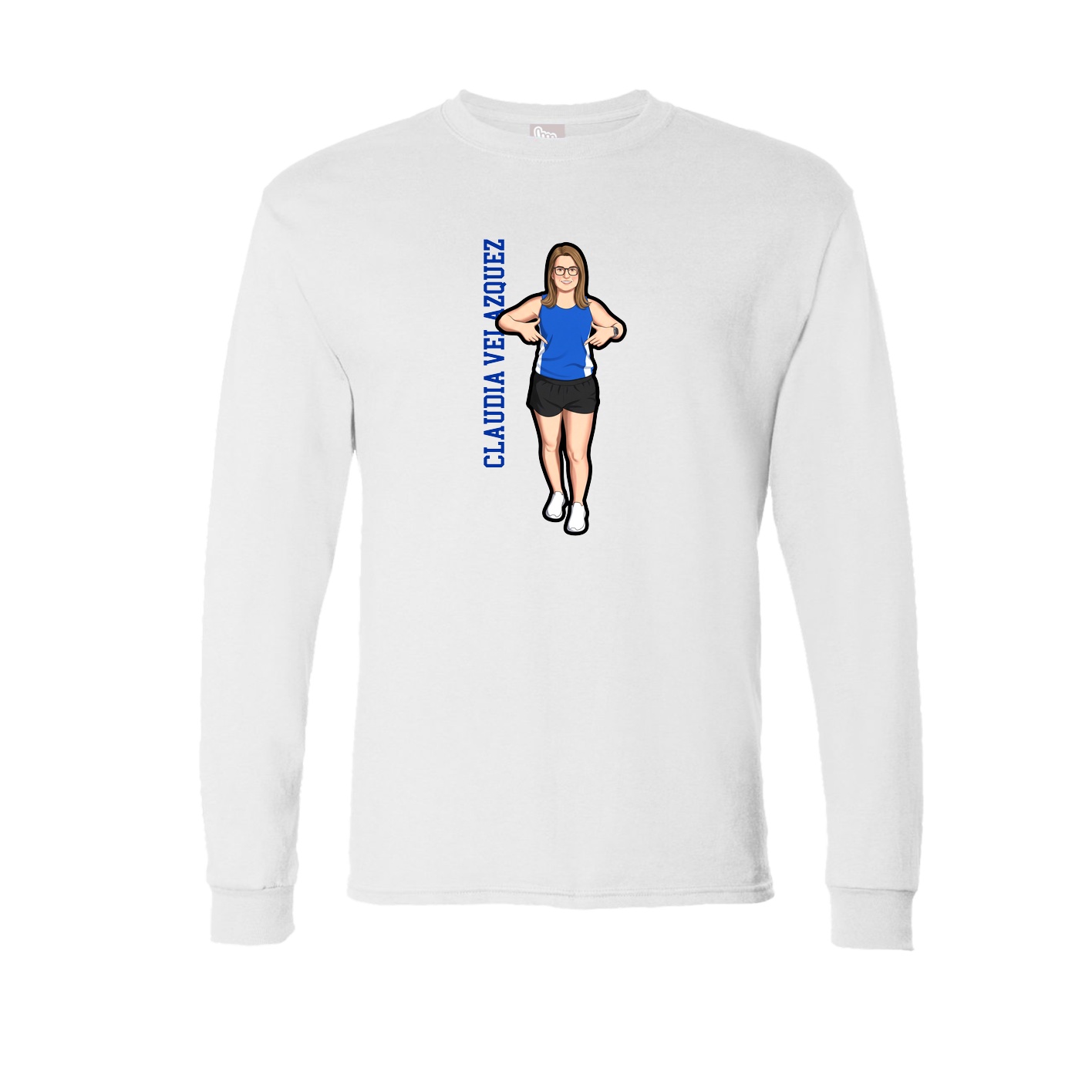 Long Sleeve Tee — Name Vertical in White