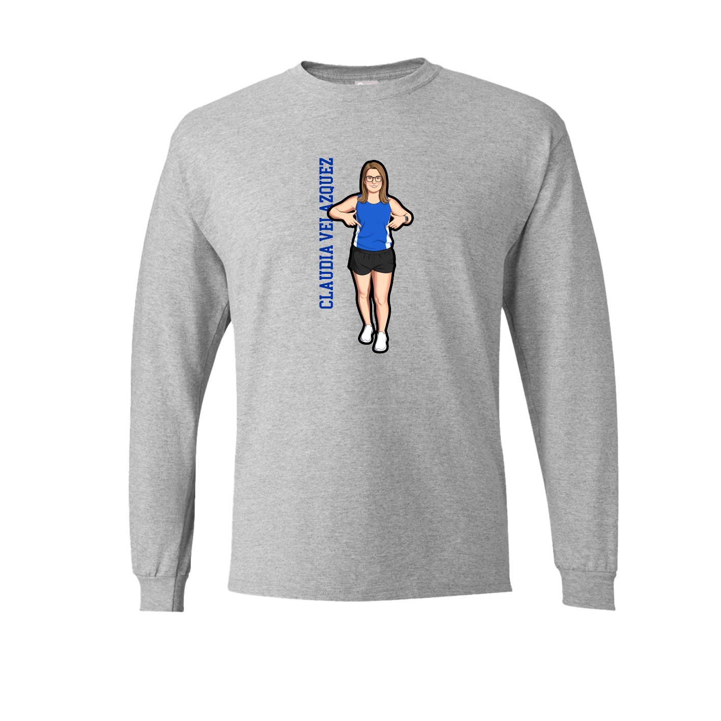 Long Sleeve Tee — Name Vertical in Grey