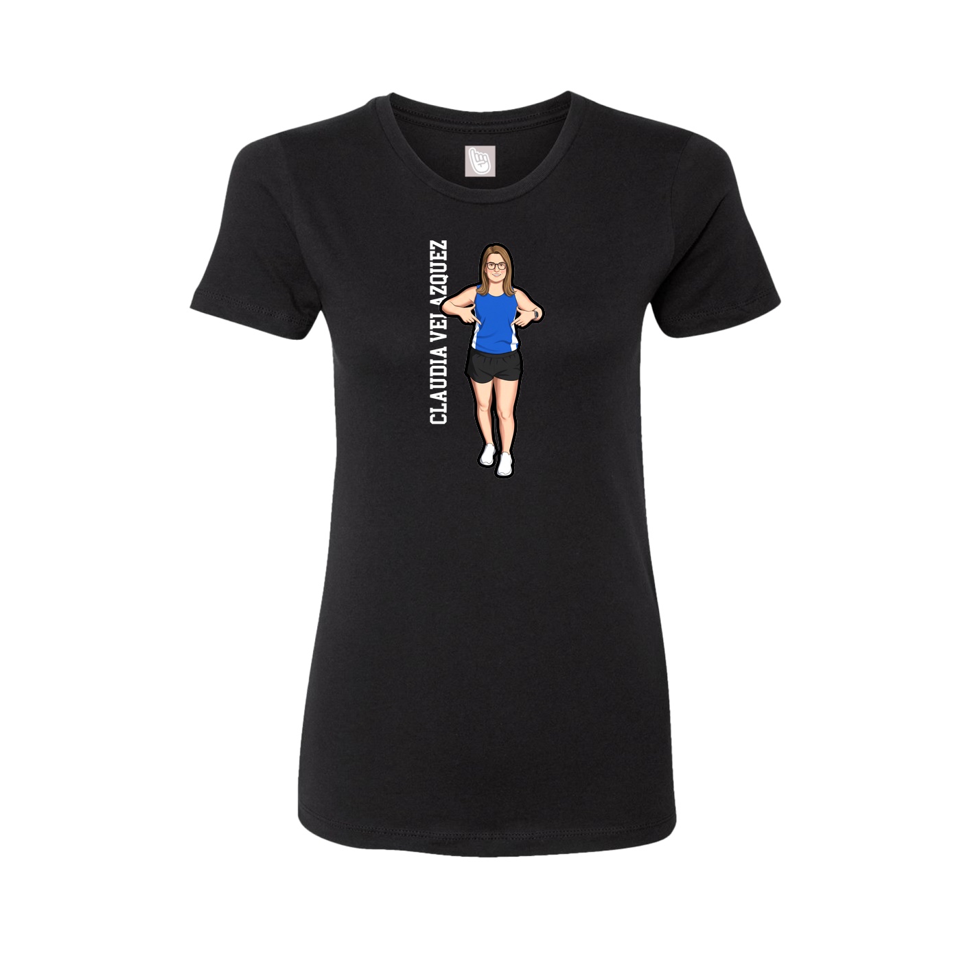 Womens Tee — Name Vertical in Black