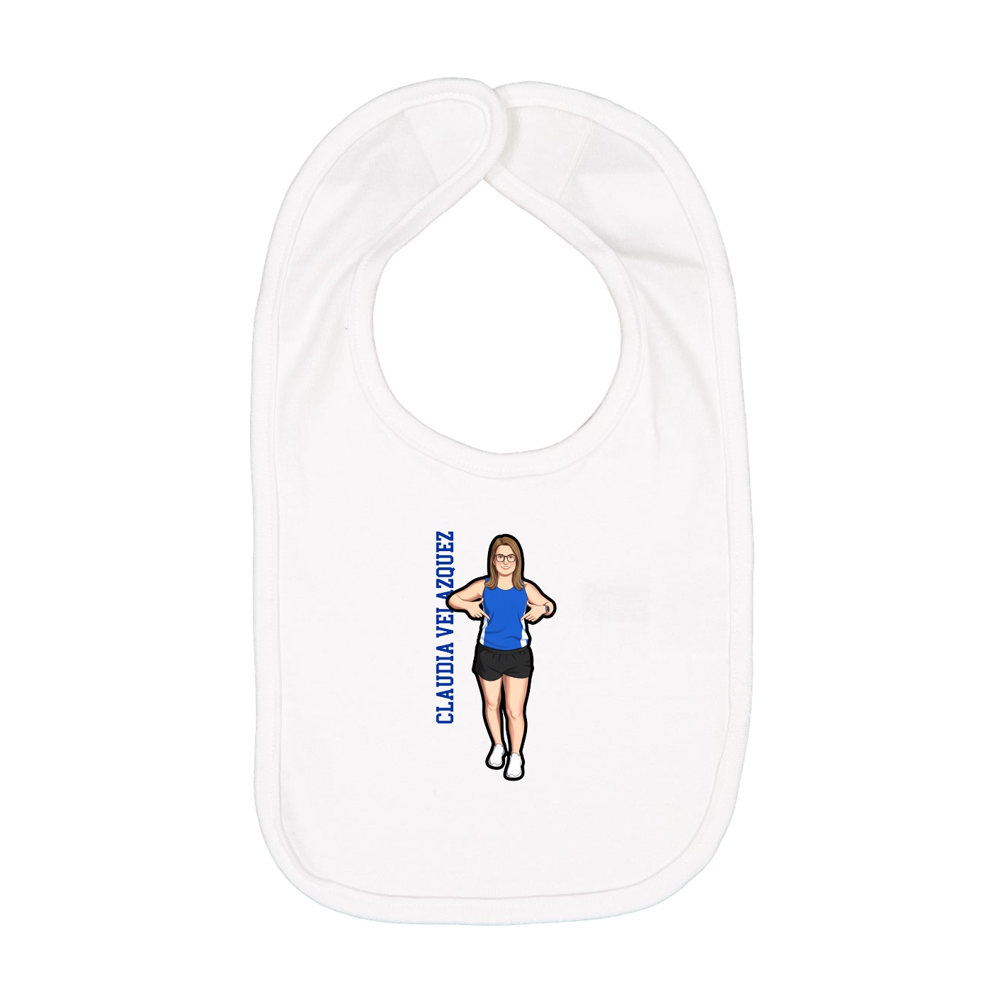 Infant Bib — Name Vertical in White