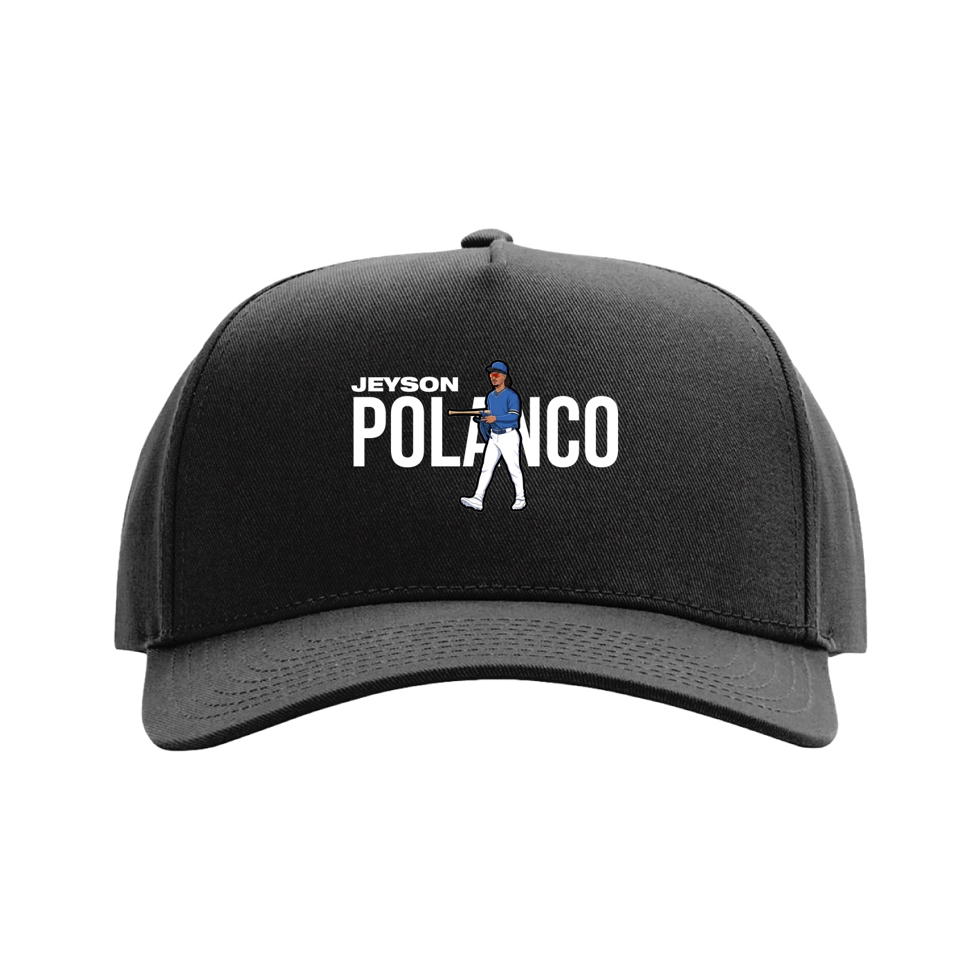Full Fabric Five-Panel Champ Cap — Player Name in Black