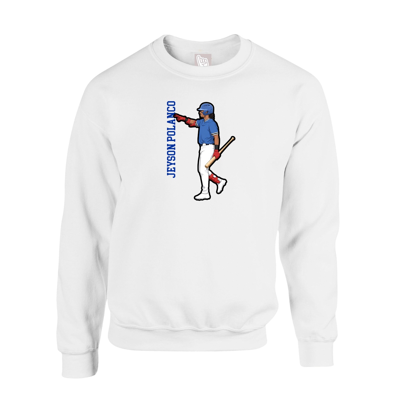 Fleece Crew — Name Vertical in White