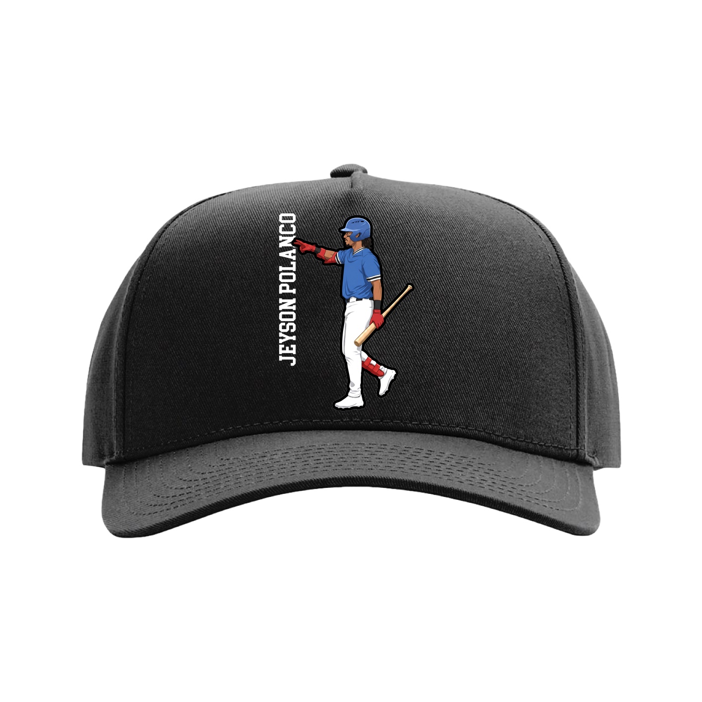 Full Fabric Five-Panel Champ Cap — Name Vertical in Black