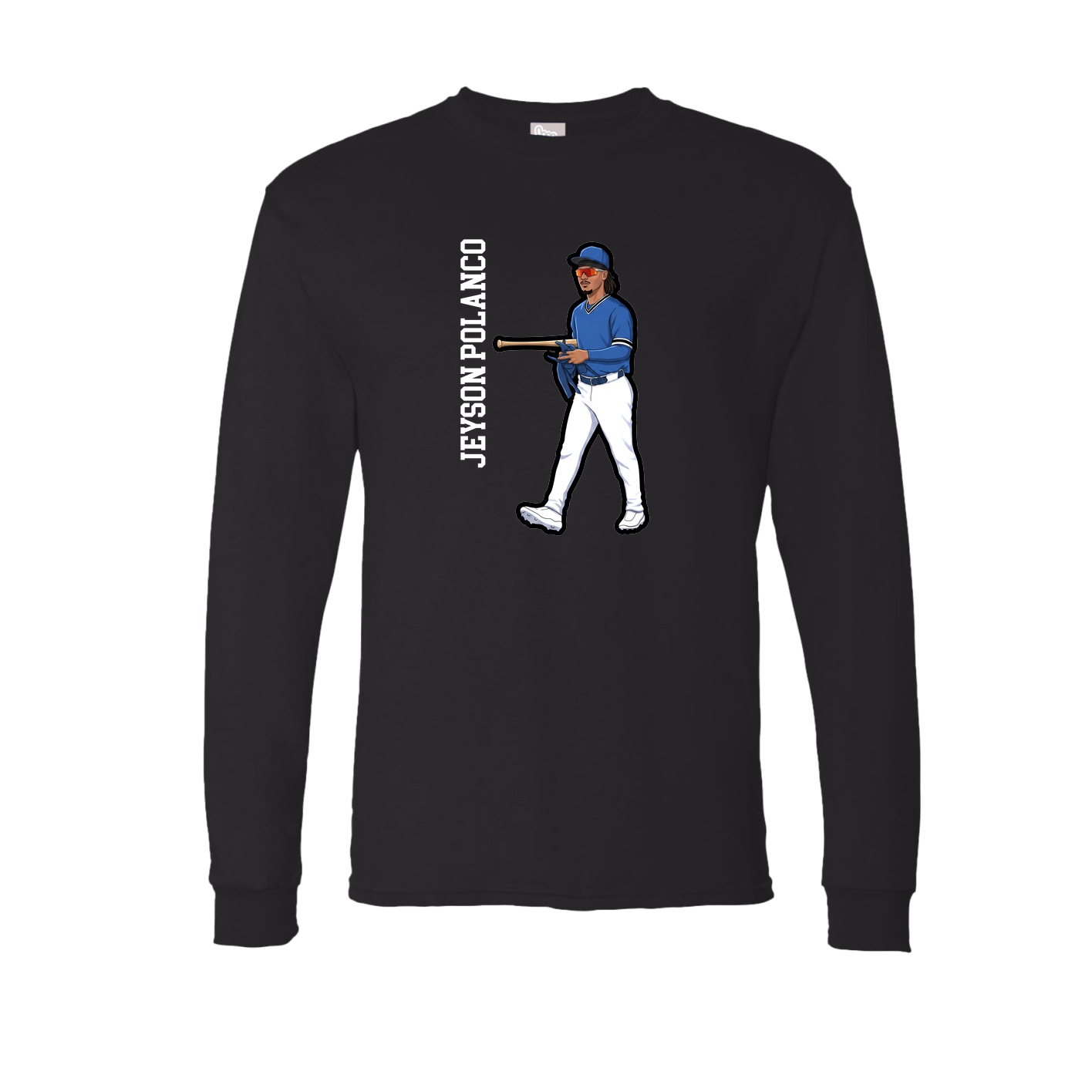 Long Sleeve Tee — Name Vertical in Black