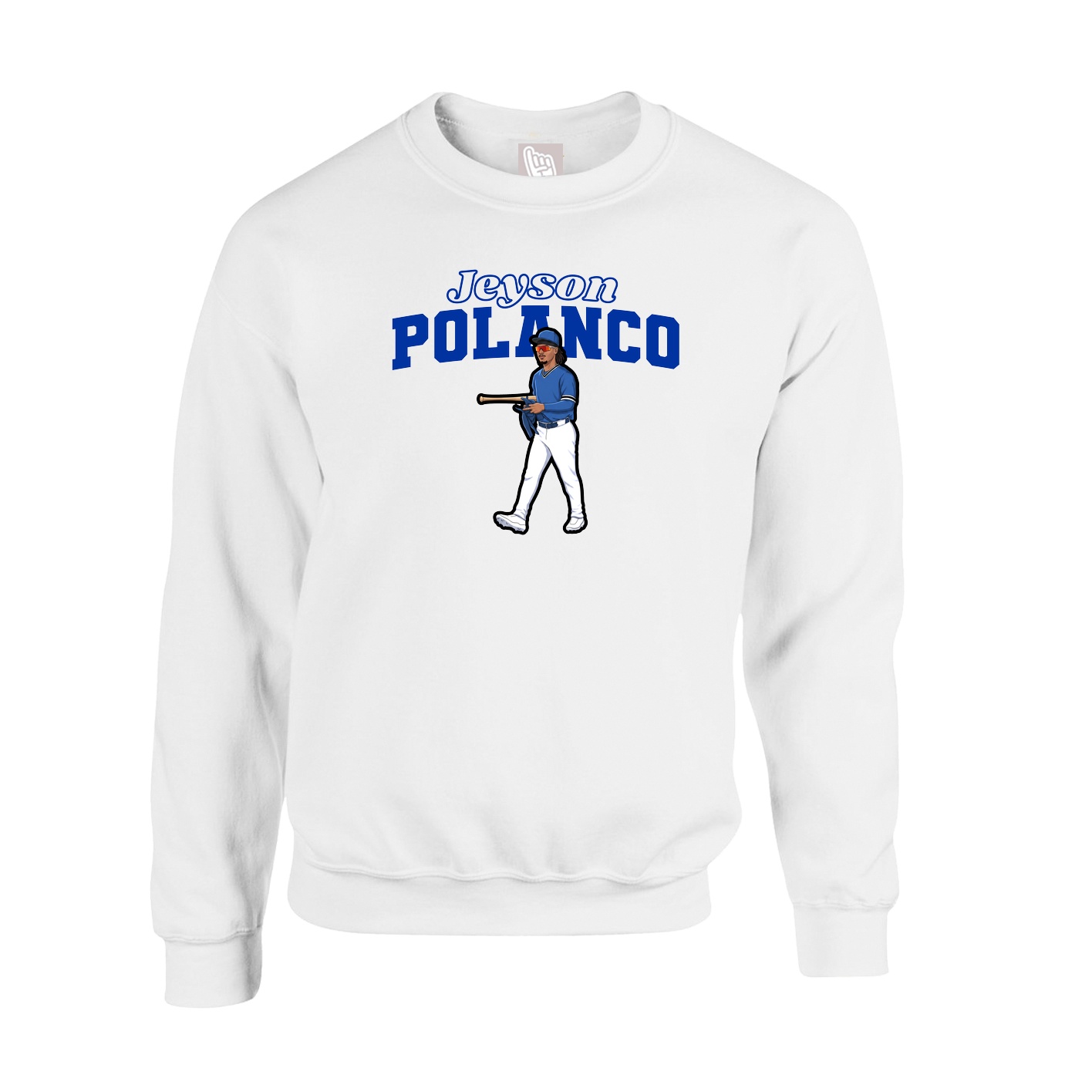 Fleece Crew — Name Arch in White
